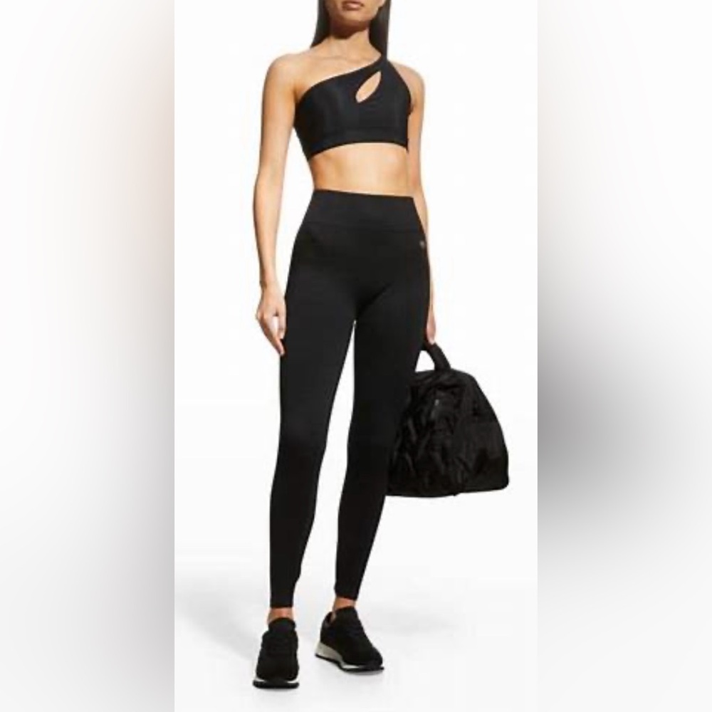 Onzie “Sutra” One-Shoulder Sports Bra in Black Rib